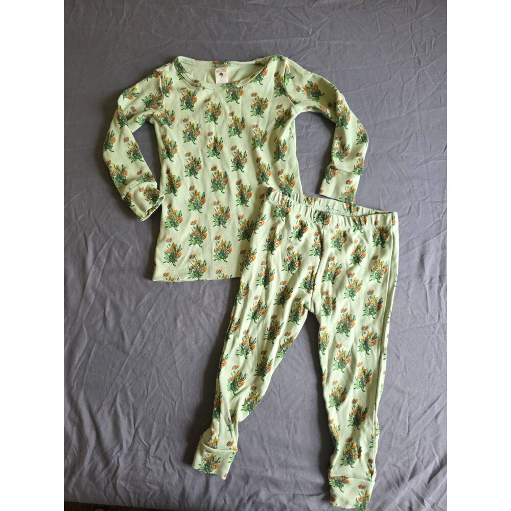 Kate Quinn Organic Cotton Floral Long Sleeve Top & Pants Pajama Set - 3T